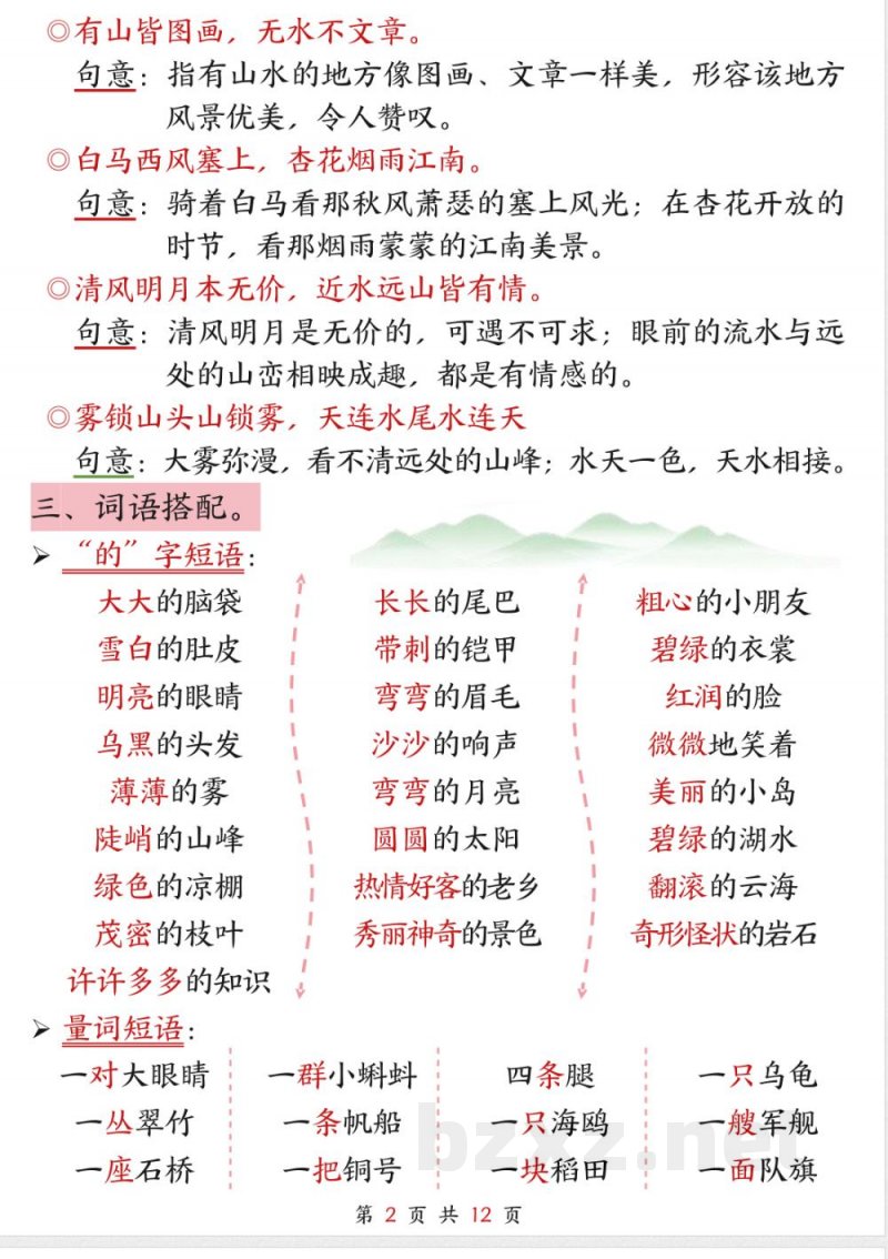 2025部编版二年级上册语文期中复习高频考点梳理 2025部编版二年级上册语文期中复习高频考点梳理