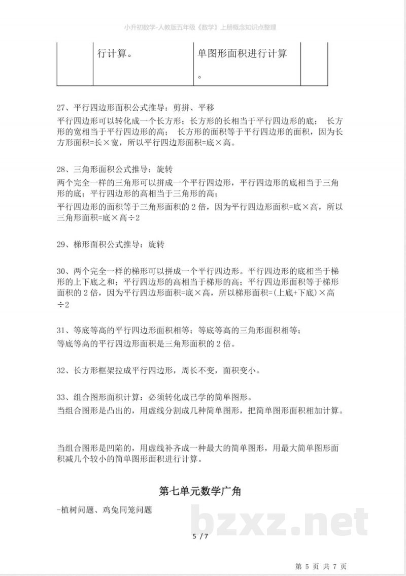 小升初数学-人教版五年级《数学》上册概念知识点整理 小升初数学-人教版五年级《数学》上册概念知识点整理