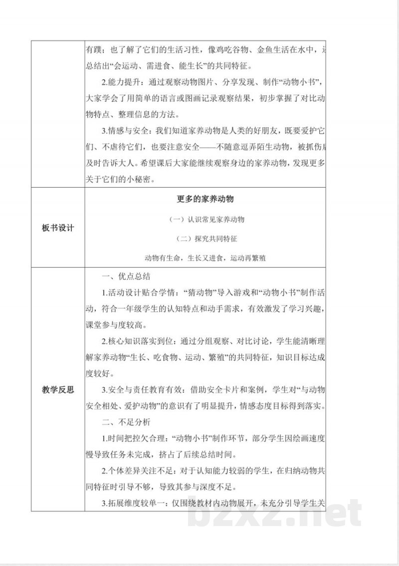 3.9 更多的家养动物（核心素养教学设计）科学人教鄂教版一年级上册2025