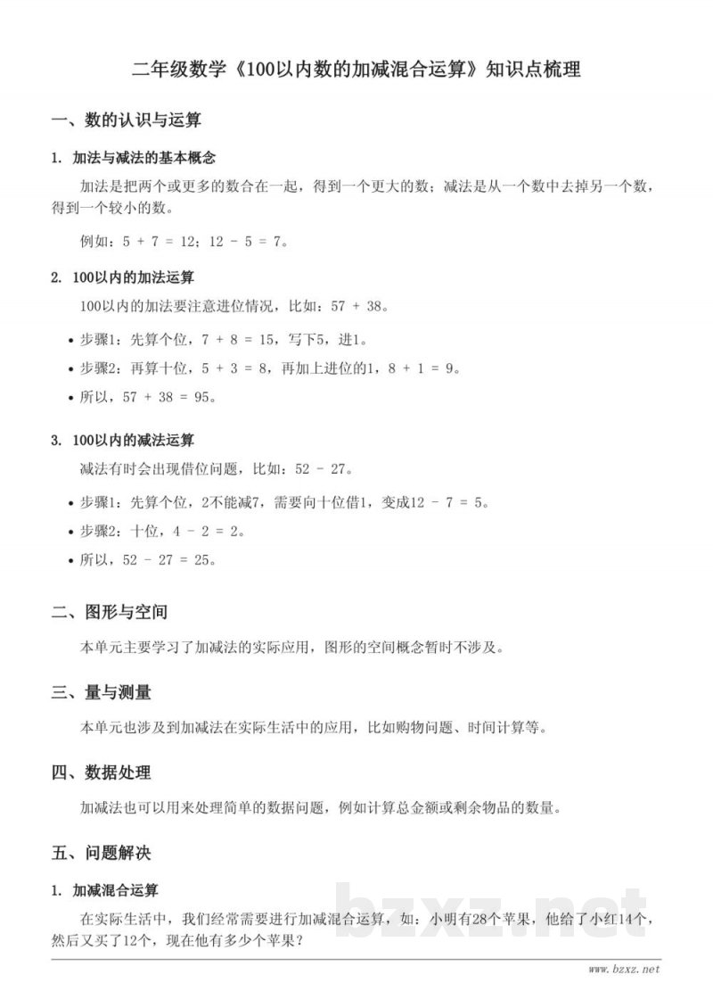 苏教版二年级数学《100以内数的加减混合运算》知识点梳理 苏教版二年级数学《100以内数的加减混合运算》知识点梳理
