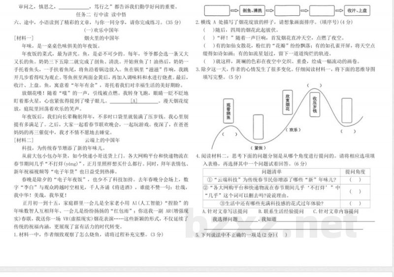 统编版四年级语文上册期末拔尖测评卷（含答案）