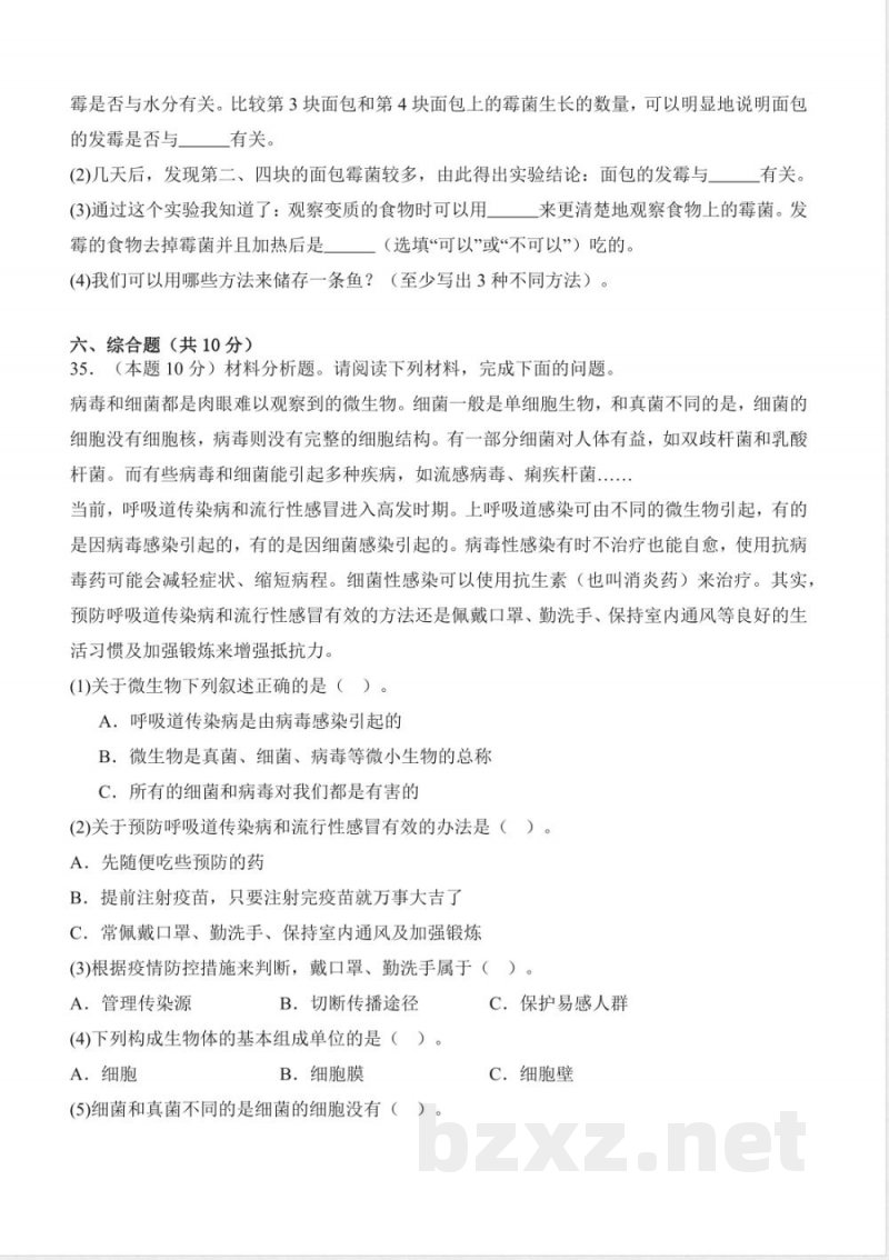 大象版科学六年级上册全册单元测试含答案A4版 大象版科学六年级上册全册单元测试含答案A4版