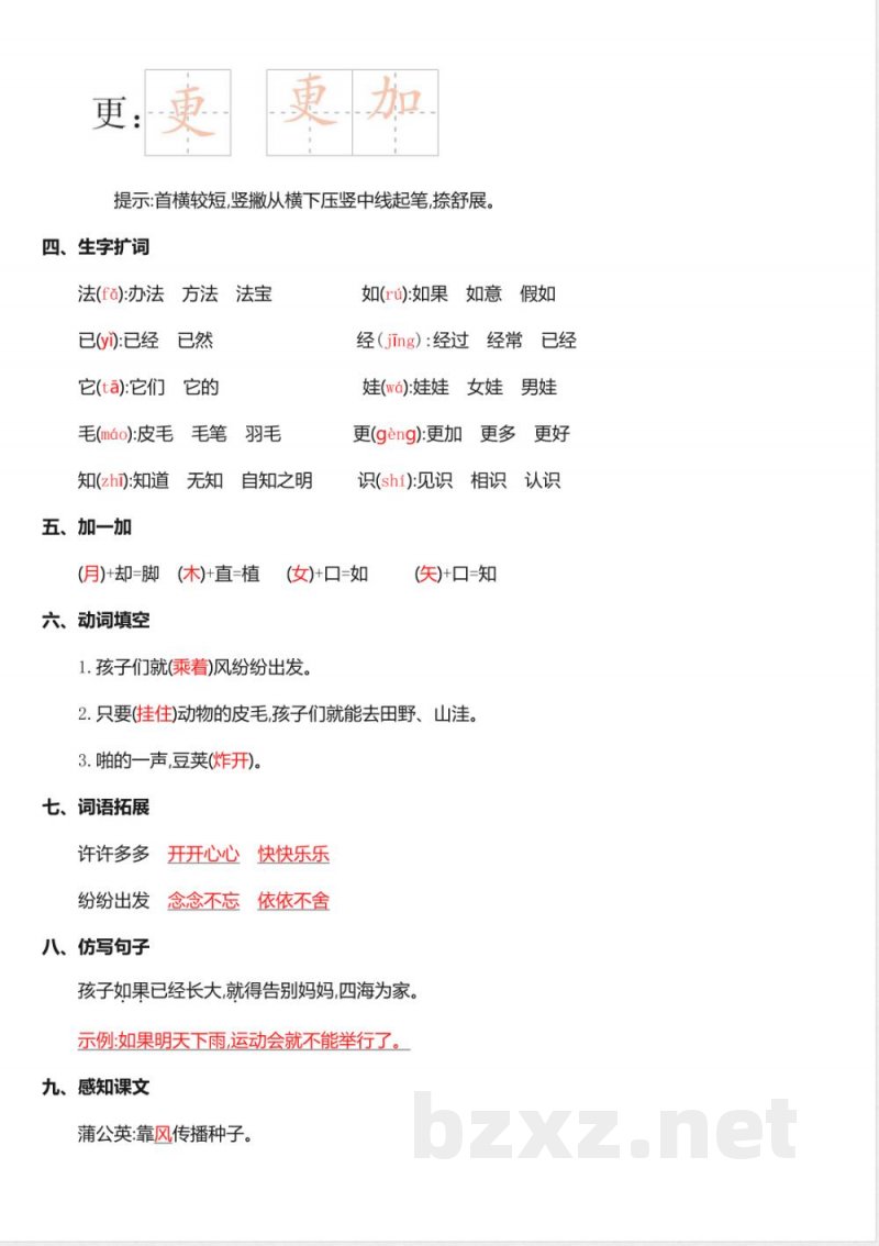 人教版二年级下册语文1-2单元知识点梳理