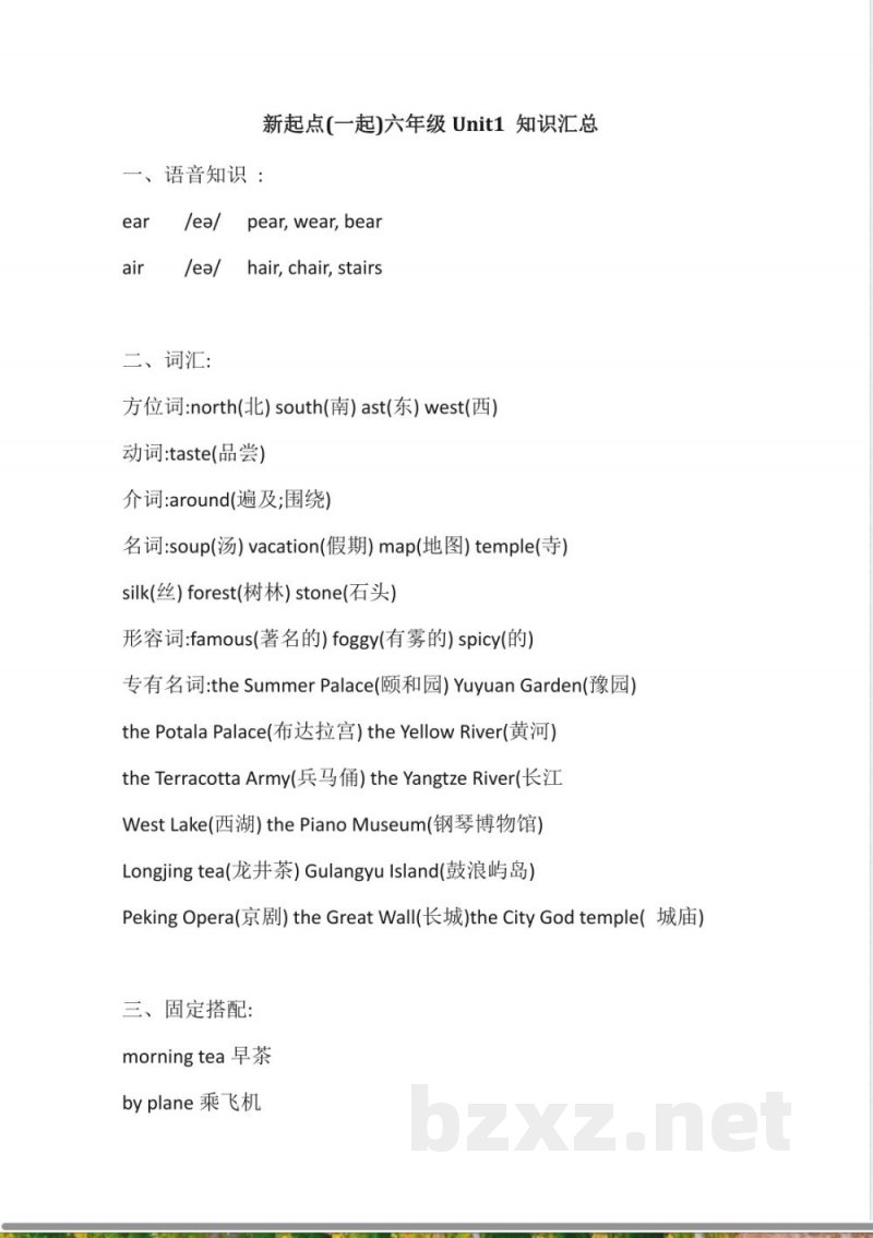 人教新起点英语六年级上册Unit1知识点汇总 人教新起点英语六年级上册Unit1知识点汇总