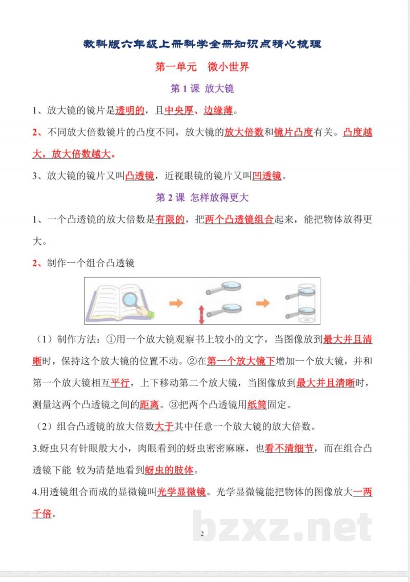小升初六年级科学知识点精心梳理（上册）