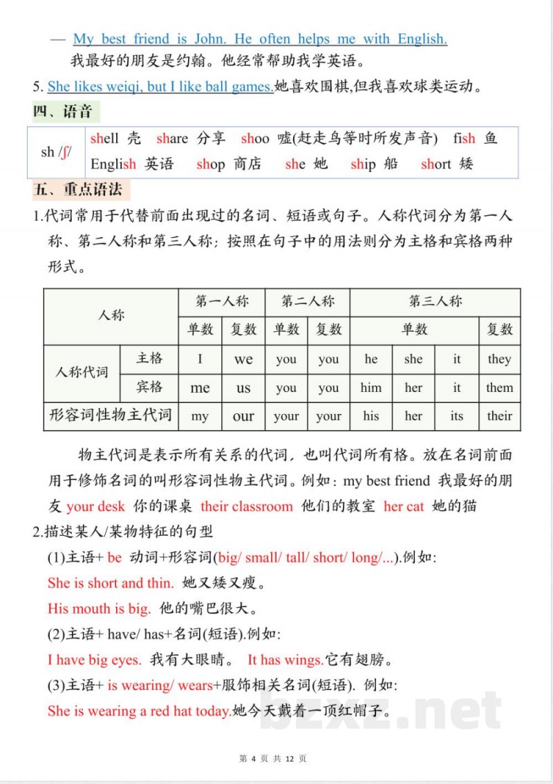 41018四年级(上)英语必背知识点总结《PEP版》 41018四年级(上)英语必背知识点总结《PEP版》