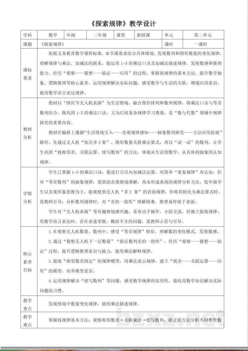 2025西师大版数学二年级上册2.7《探索规律》(教案) 2025西师大版数学二年级上册2.7《探索规律》(教案)