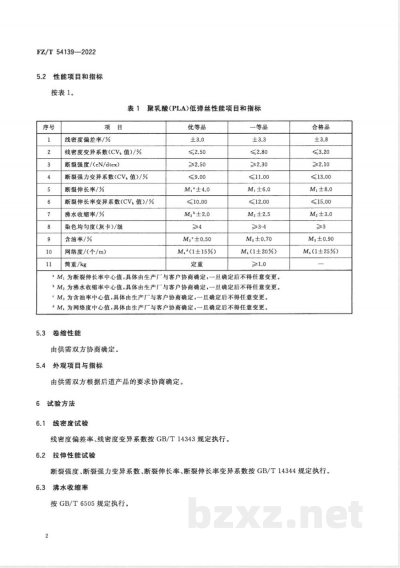 FZ/T 54139-2022聚乳酸(PLA)低弹丝 FZ/T 54139-2022聚乳酸(PLA)低弹丝