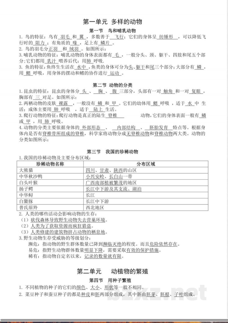 人教版鄂教版四年级上册科学知识点