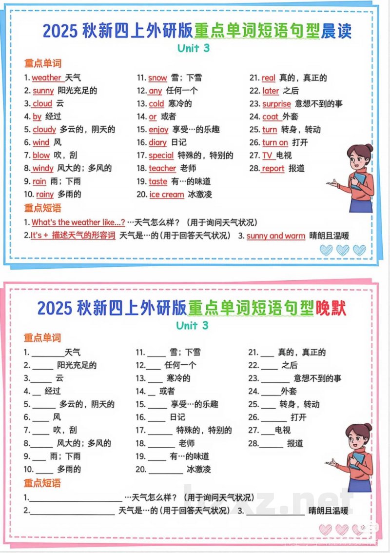 外研版四年级英语1-6单元知识点 外研版四年级英语1-6单元知识点