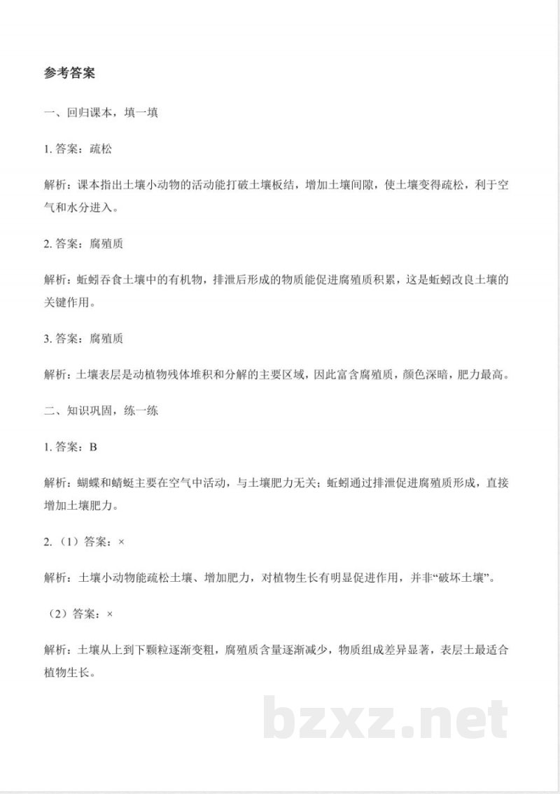 4.19 生机勃勃的土壤（分层作业）科学粤教粤科版三年级上册2025