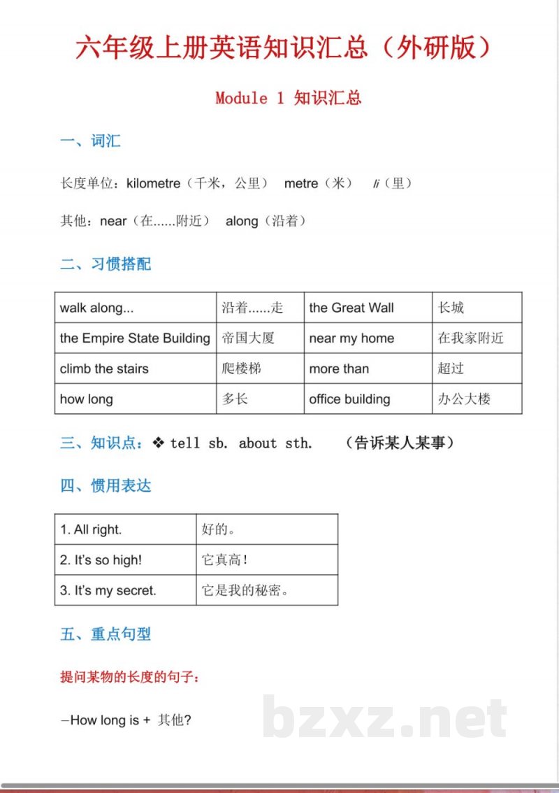 六年级(上)英语知识点汇总(外研版) 六年级(上)英语知识点汇总(外研版)
