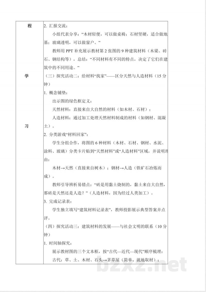 5.17 建筑中的材料（教学设计）科学人教鄂教版三年级上册2025
