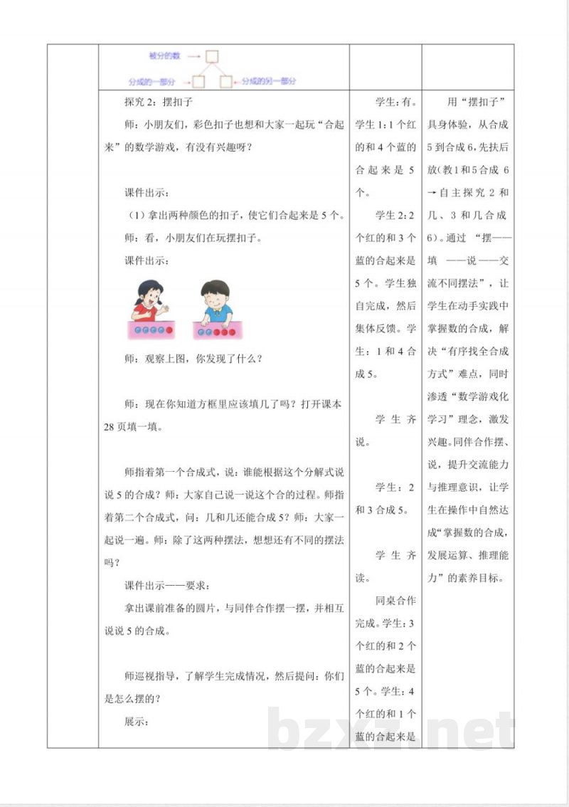2025冀教版数学一年级上册1.7《合与分》(教案) 2025冀教版数学一年级上册1.7《合与分》(教案)