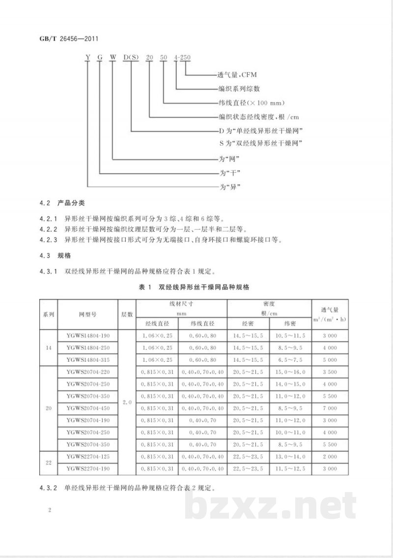 GB/T 26456-2011造纸用异形丝干燥网 GB/T 26456-2011造纸用异形丝干燥网