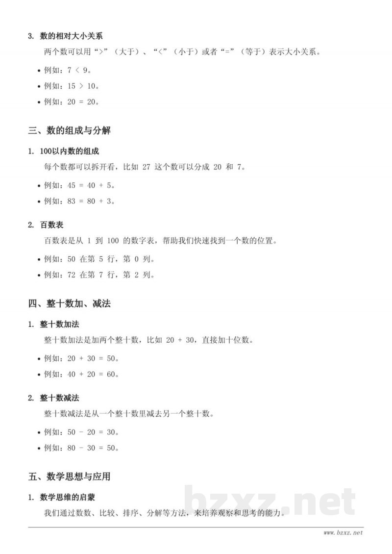 一年级数学知识点梳理——100以内数的认识(青岛版) 一年级数学知识点梳理——100以内数的认识(青岛版)