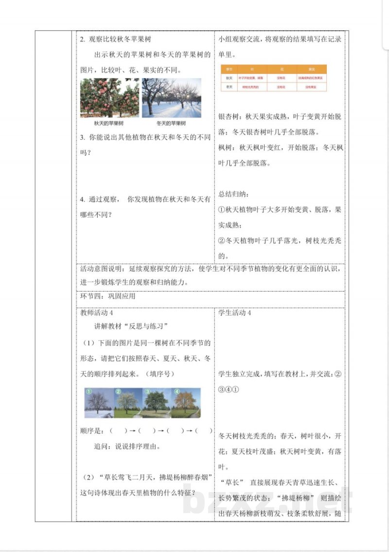 3.9《四季变化对植物的影响》教案 2025科学粤教粤科版二年级上册 3.9《四季变化对植物的影响》教案 2025科学粤教粤科版二年级上册