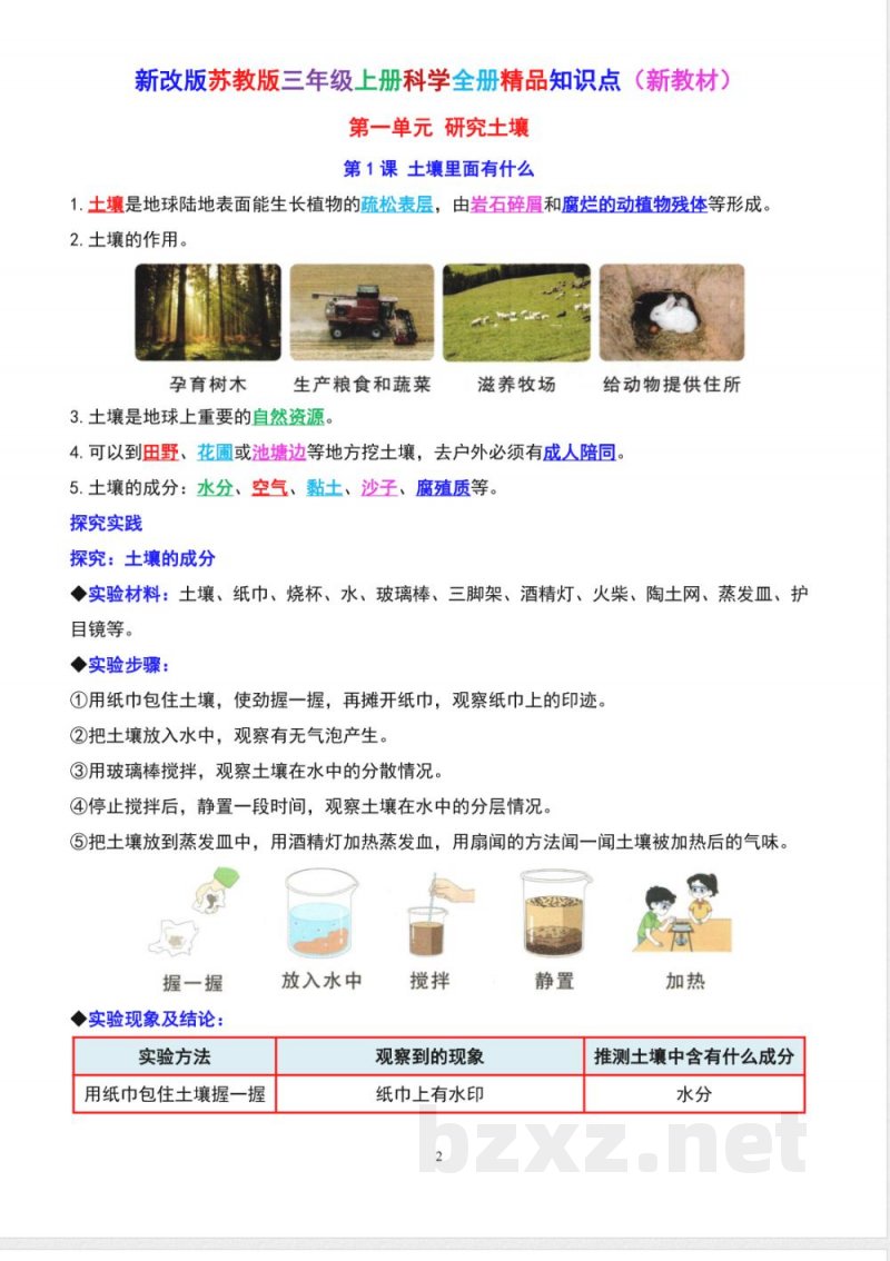 2025年新改版苏教版三年级上册科学全册精编知识点 2025年新改版苏教版三年级上册科学全册精编知识点