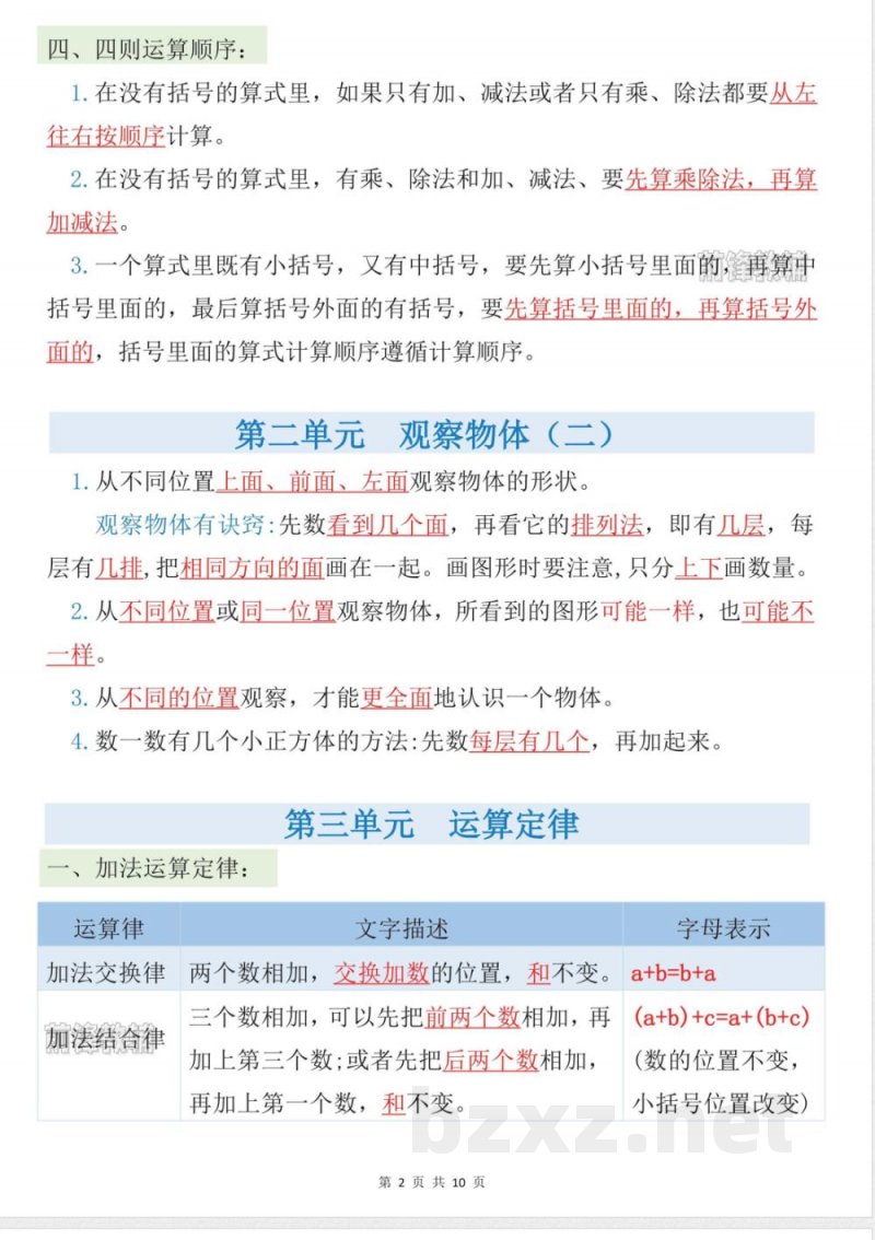 四年级下册数学寒假预习全册知识点梳理 四年级下册数学寒假预习全册知识点梳理