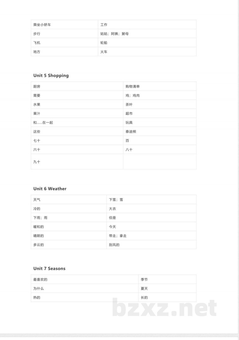 闽教版英语四年级下册单词表 单词默写表表 闽教版英语四年级下册单词表 单词默写表表