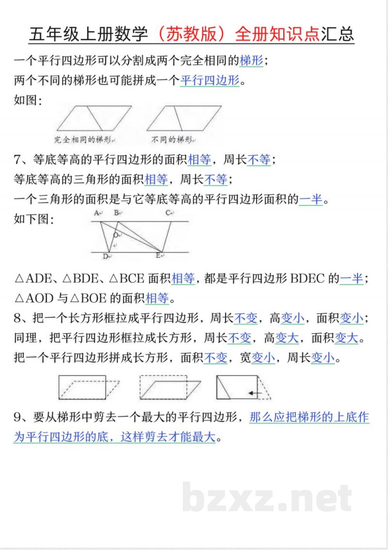 2026年苏教版五年级上册数学全册知识点汇总 2026年苏教版五年级上册数学全册知识点汇总