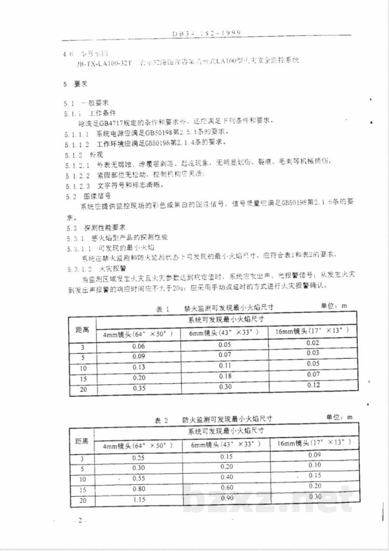 DB34/182-1999图像型火灾安全监控系统 DB34/182-1999图像型火灾安全监控系统