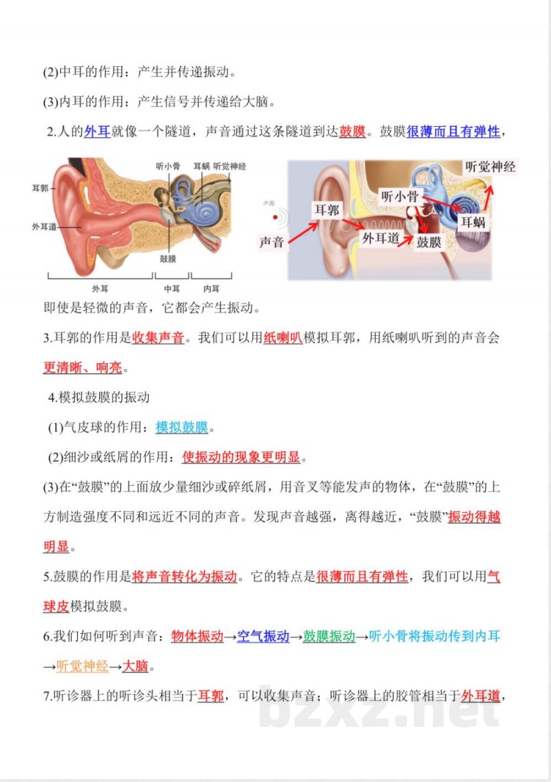 第一单元 声音（知识清单）科学教科版四年级上册