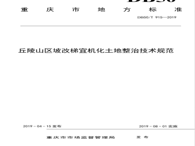 DB50/T 915-2019丘陵山区坡改梯宜机化土地整治技术规范
