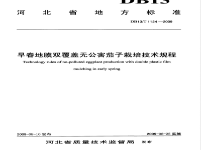 DB13/T 1124-2009早春地膜双覆盖无公害茄子栽培技术规程