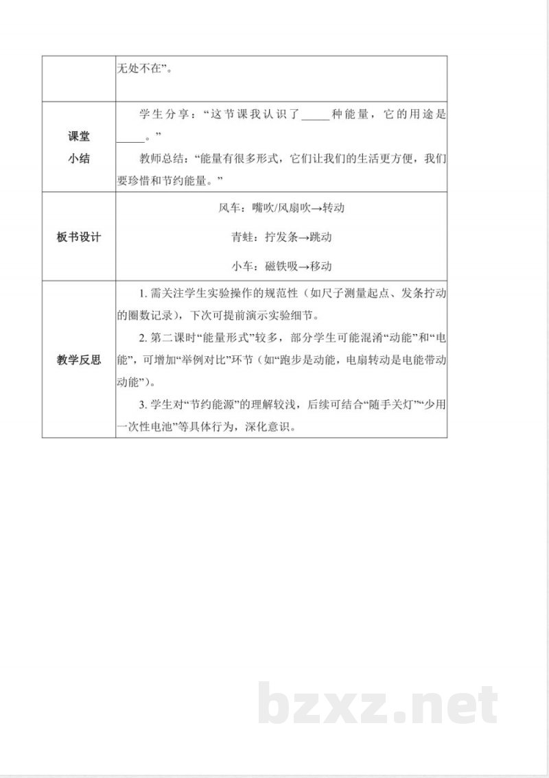 3.7 身边的能（教学设计）科学冀人版三年级上册2025