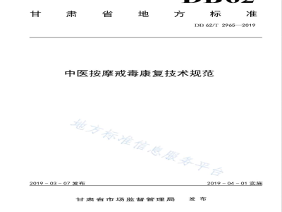 DB62/T 2965-2019中医按摩戒毒康复技术规范