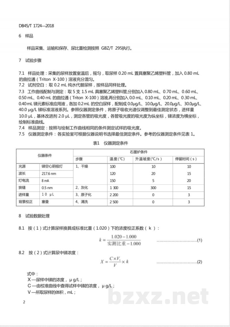 DB45/T 1724-2018尿中锑的测定 石墨炉原子吸收光谱法 DB45/T 1724-2018尿中锑的测定 石墨炉原子吸收光谱法