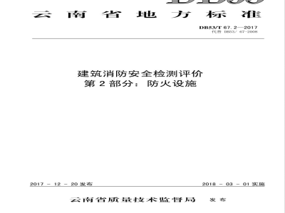 DB53/T 67.2-2017建筑消防安全检测评价 第2部分：防火设施