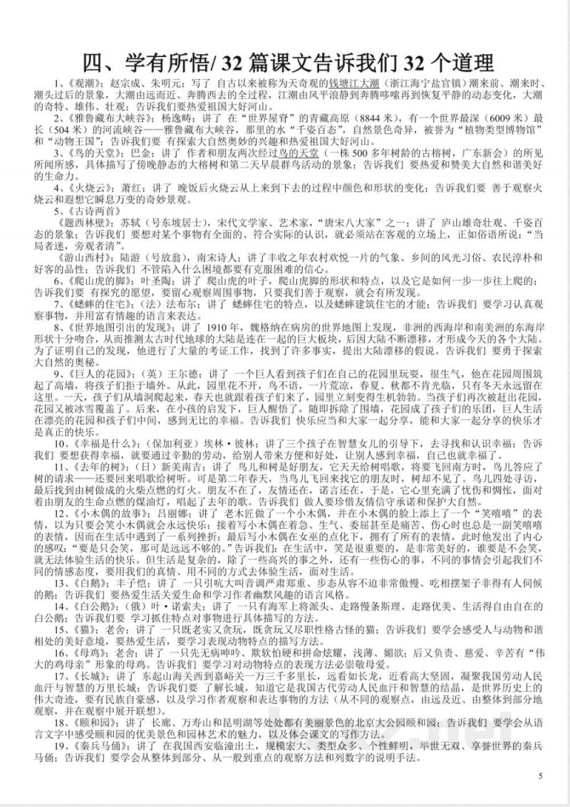 小学语文-人教版四年级语文上册知识点归纳