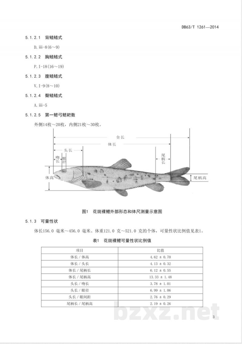 DB63/T 1261-2014花斑裸鲤 DB63/T 1261-2014花斑裸鲤