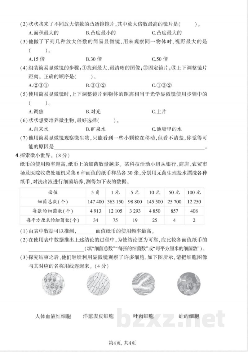 2026年教科版六年级科学上册期中素养测评试卷 (7) 2026年教科版六年级科学上册期中素养测评试卷 (7)