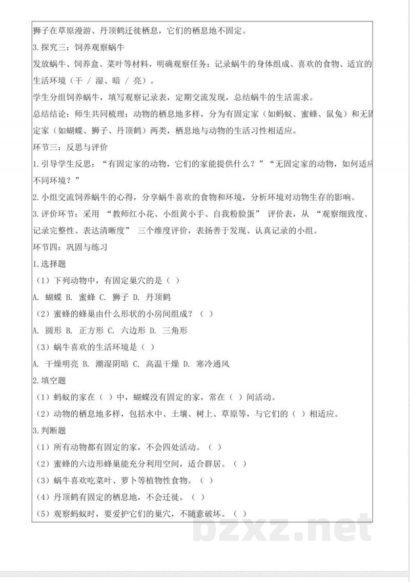6.1 动物住在哪里(教学设计)科学沪教科技版二年级上册2025 6.1 动物住在哪里(教学设计)科学沪教科技版二年级上册2025