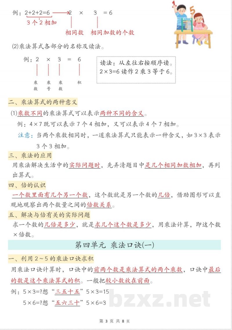 二年级上册数学必背知识点汇总北师大版 二年级上册数学必背知识点汇总北师大版