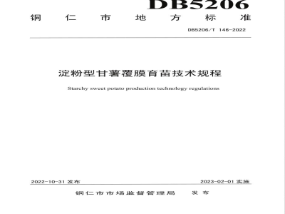 DB5206/T 146-2022淀粉型甘薯覆膜育苗技术规程