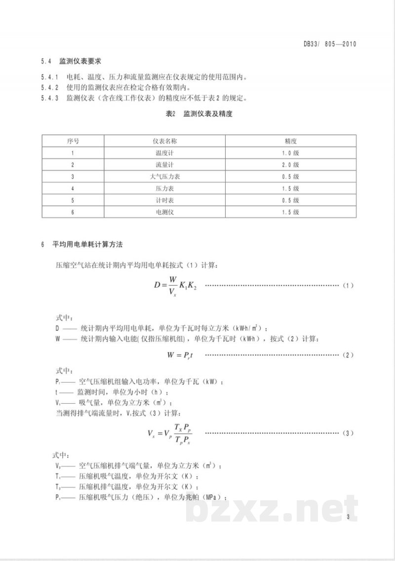 DB33/805-2010压缩空气站运行电耗限额及节能监测技术要求 DB33/805-2010压缩空气站运行电耗限额及节能监测技术要求