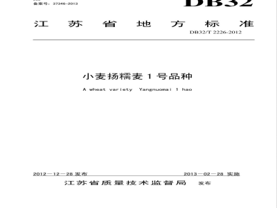 DB32/T 2226-2012小麦扬糯麦1号品种