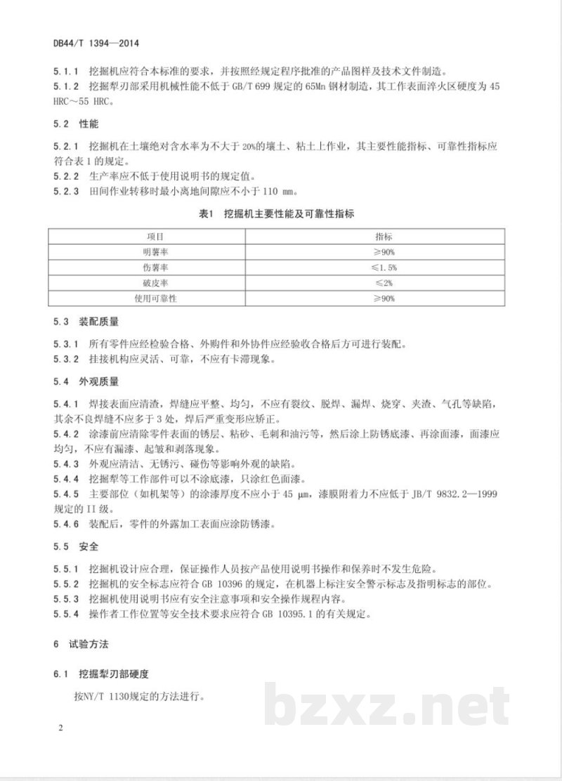 DB44/T 1394-2014马铃薯挖掘机 技术条件 DB44/T 1394-2014马铃薯挖掘机 技术条件