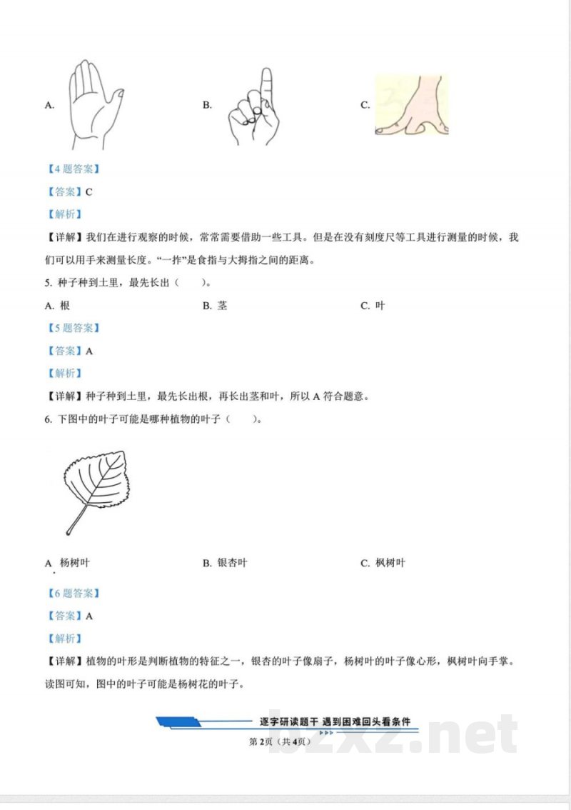 教科版(新版)一年级上册期末考试科学试卷3（解析版）