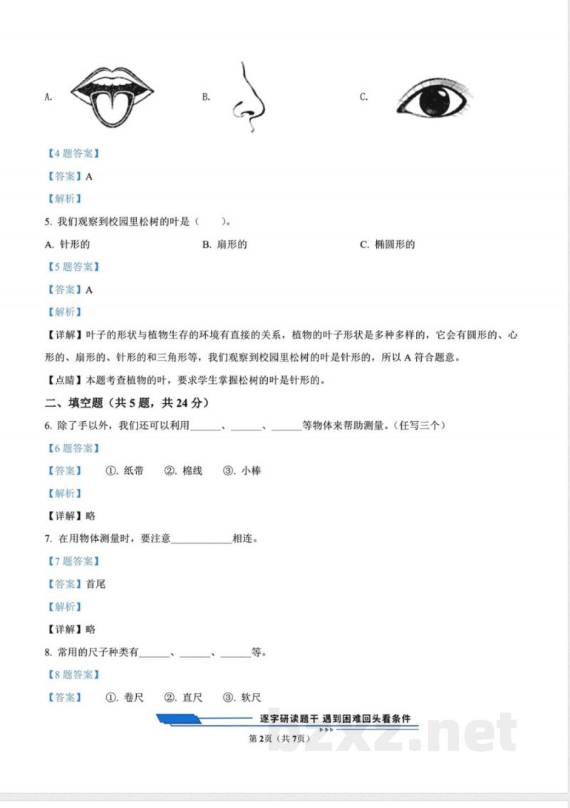 教科版(新版)一年级上册期末考试科学试卷1(解析版) 教科版(新版)一年级上册期末考试科学试卷1(解析版)