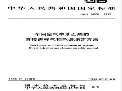 GB/T 16052-1995 车间空气中苯乙烯的直接进样气相色谱测定方法