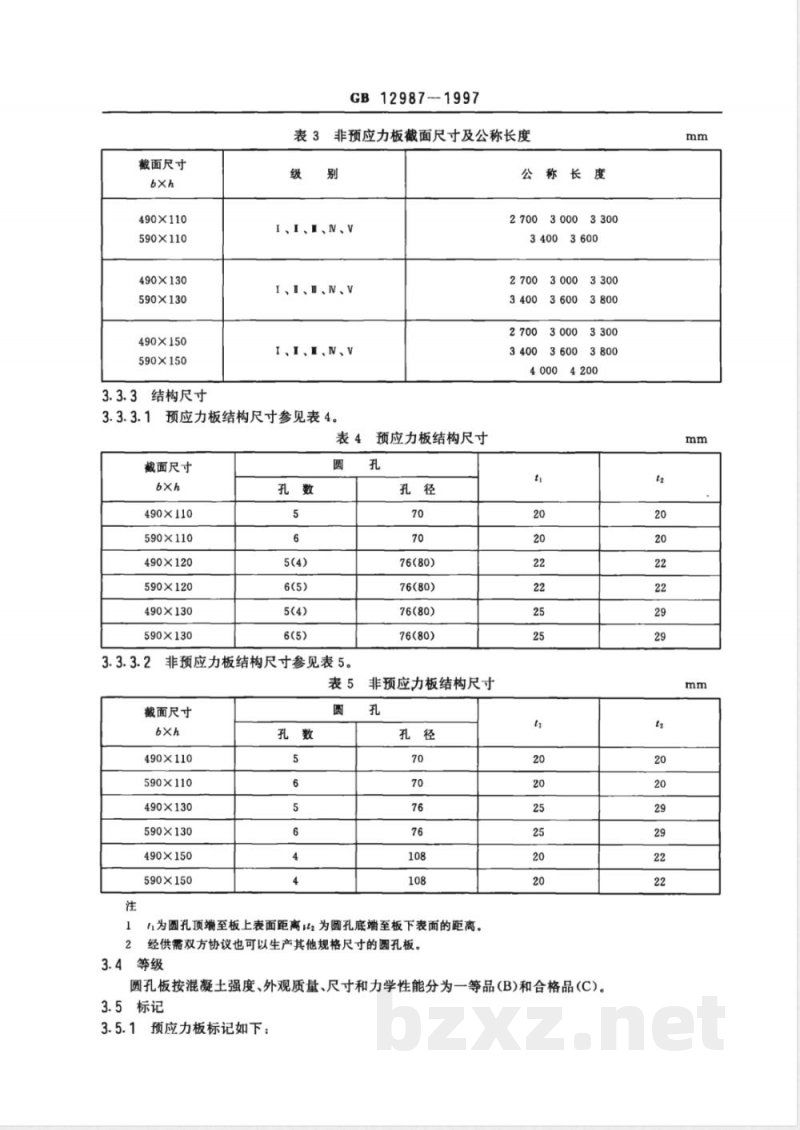 GB 12987-1991 农房用混凝土圆孔板