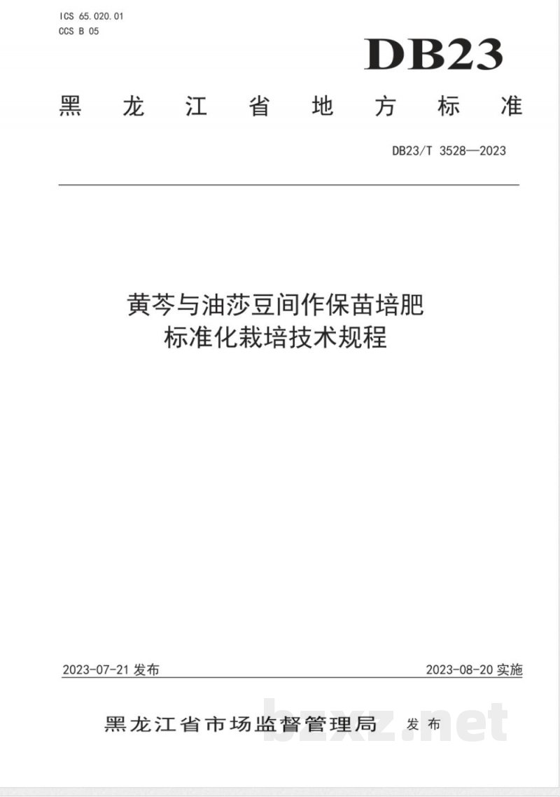DB23/T 3528-2023黄岑与油莎豆间作保苗培肥标准化栽培技术规程 DB23/T 3528-2023黄岑与油莎豆间作保苗培肥标准化栽培技术规程