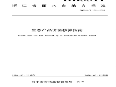 DB3311/T 139-2020生态产品价值核算指南
