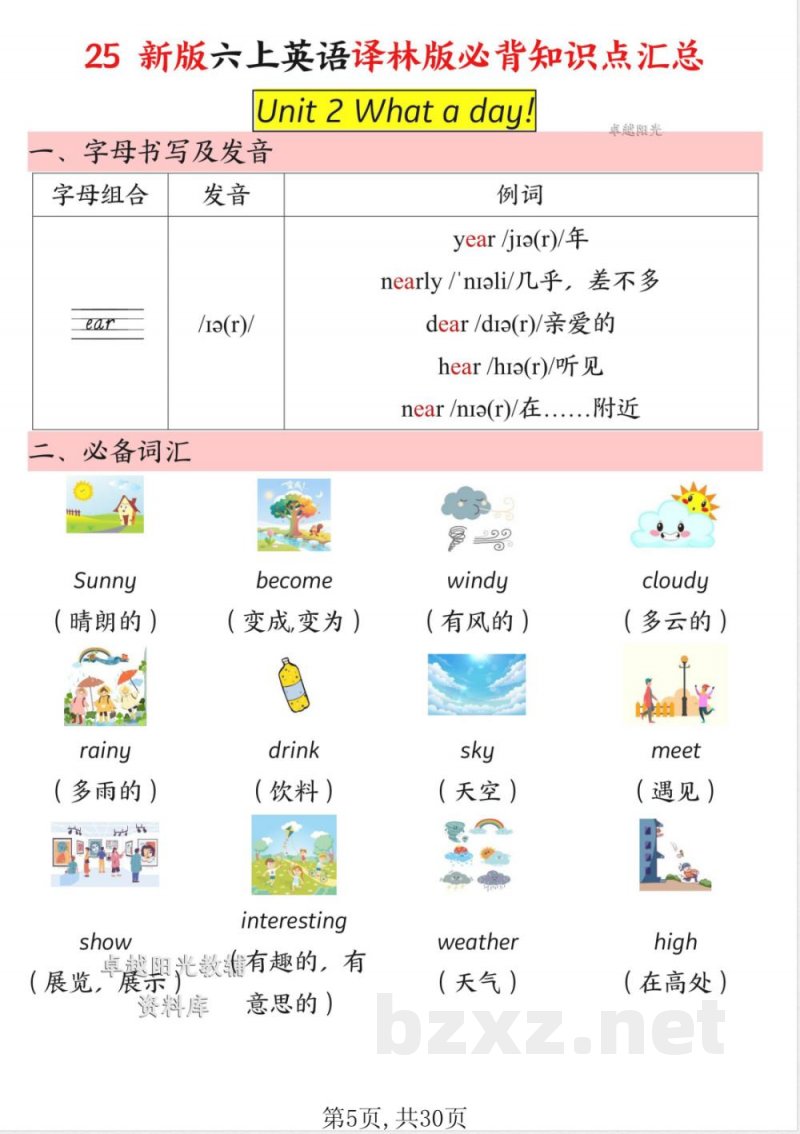 25新版六年级上册英语译林版必背知识点汇总