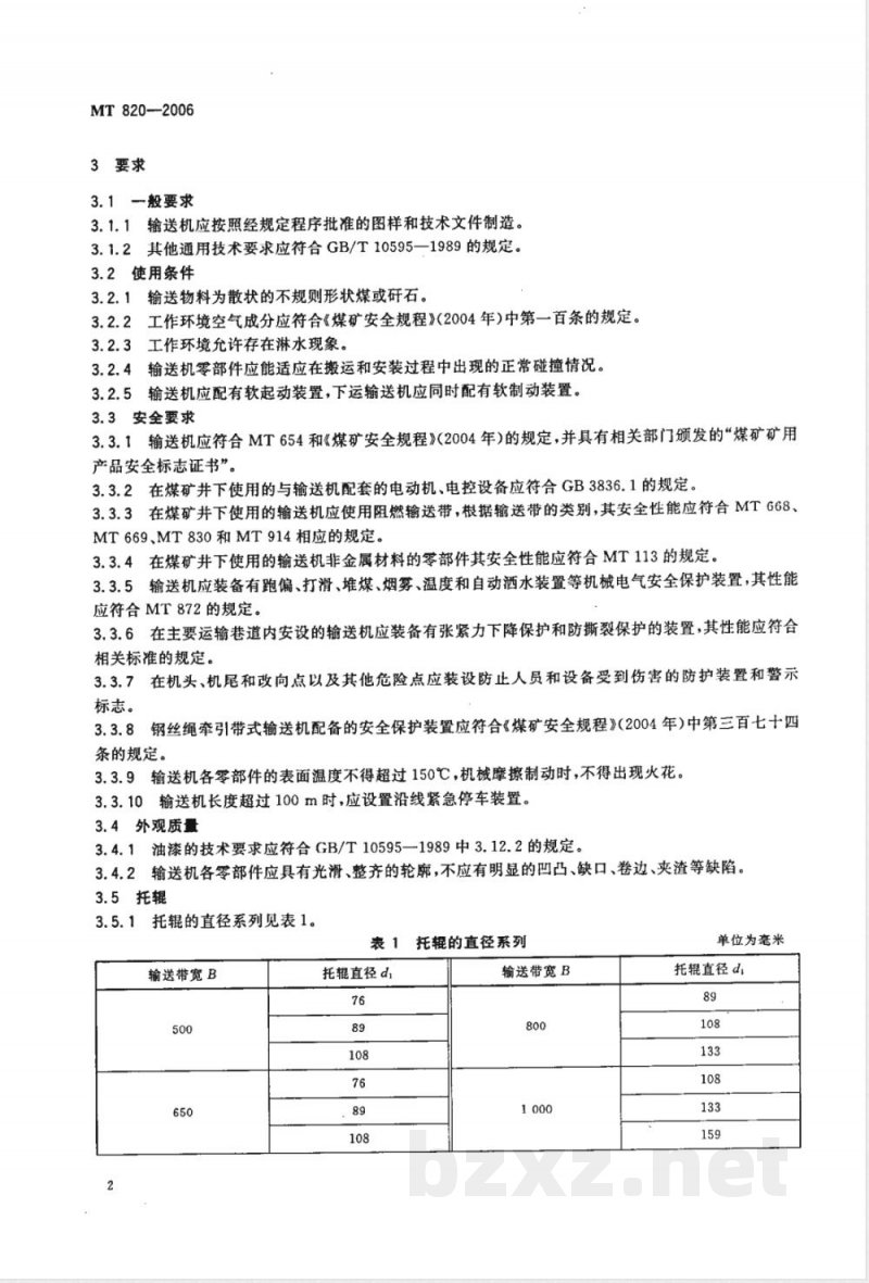 MT 820-1999 煤矿井下用带式输送机技术条件 MT 820-1999 煤矿井下用带式输送机技术条件